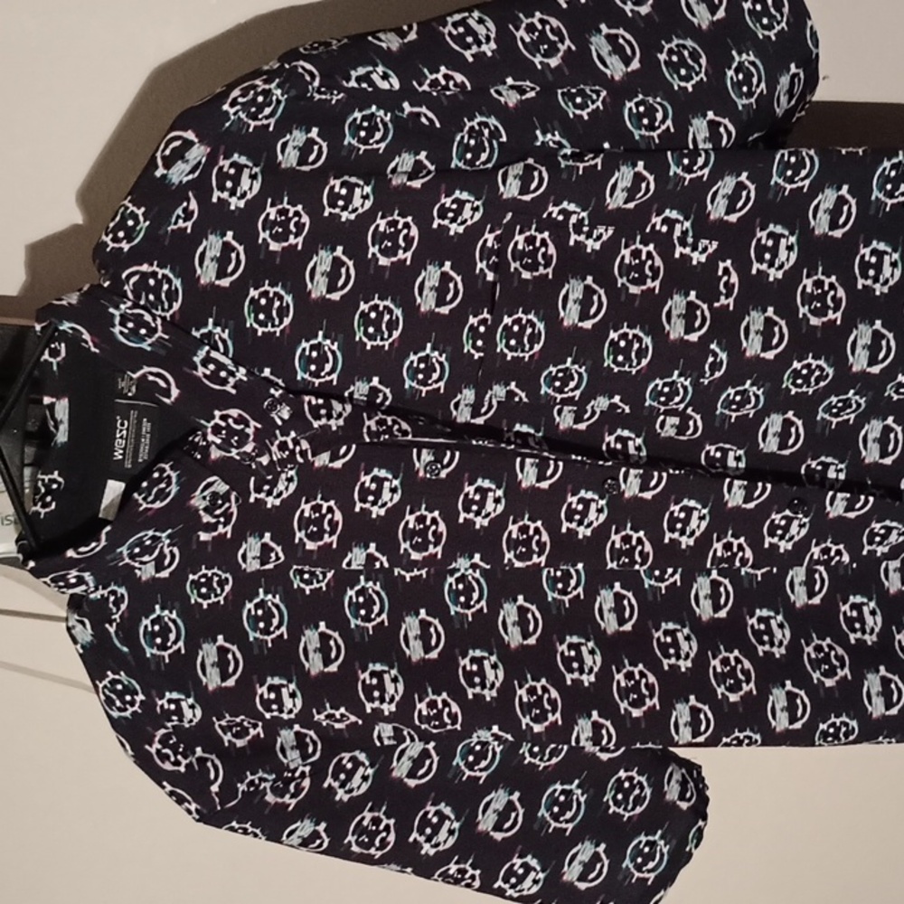 Smiley Face Mens Button Up Casual